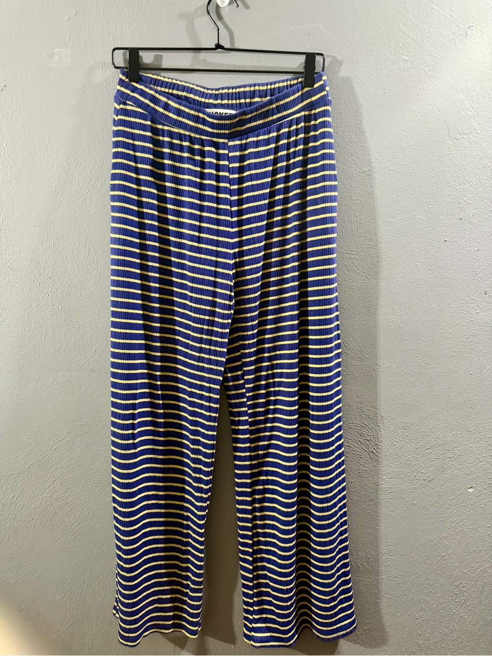 BUCKETLIST Blue and White Wide Leg Knit Pants